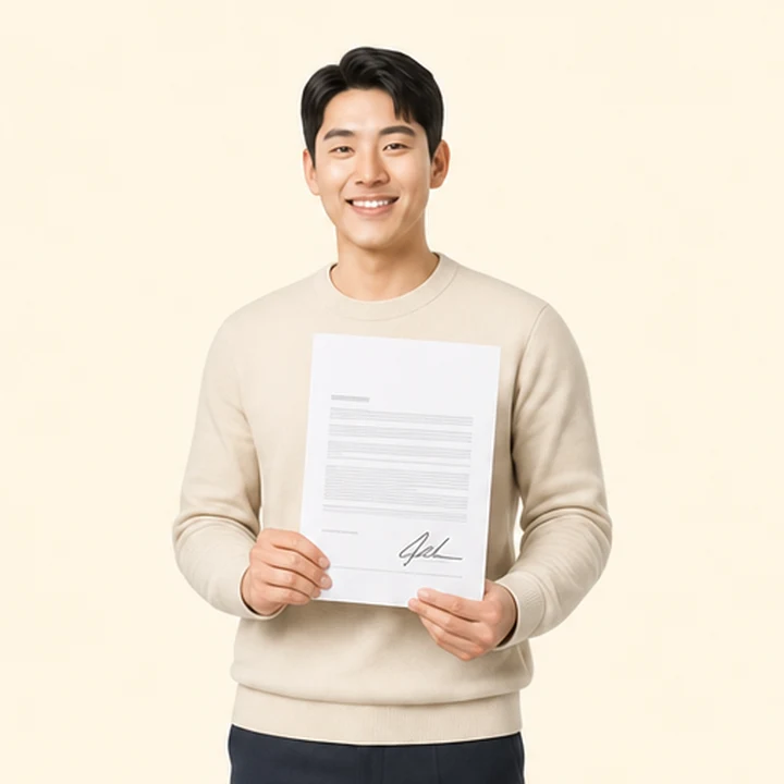 신용회복 아르카나 장기렌트 서면 견적서를 들고 있는 고객